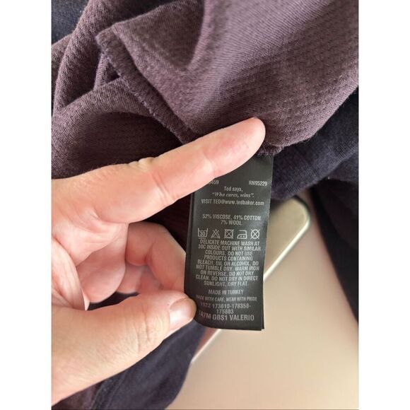 Ted Baker London  3/4 Zip Mens pullover size 5 Purple Wool Blend - Picture 4 of 8